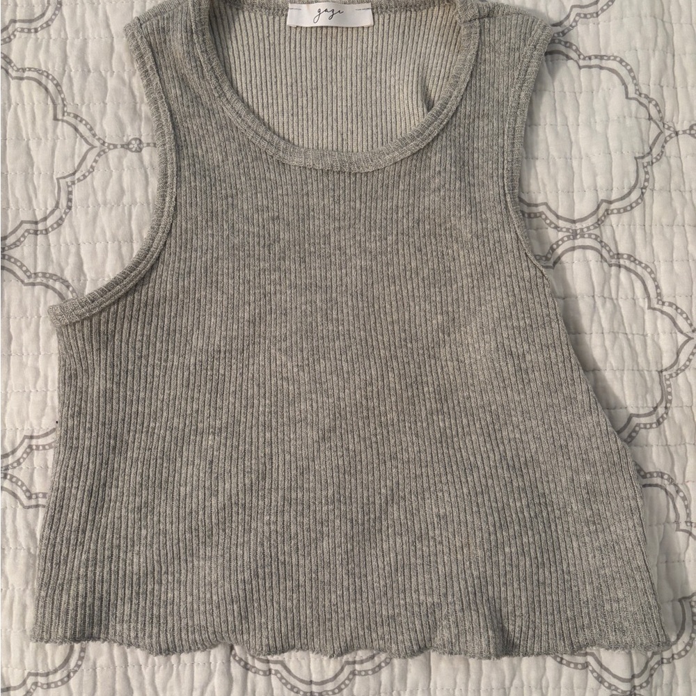 Gaze Gray Ribbed Crop Tank Top